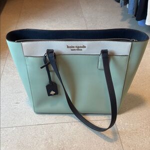 Kate Spade Mint, White and Navy Tote